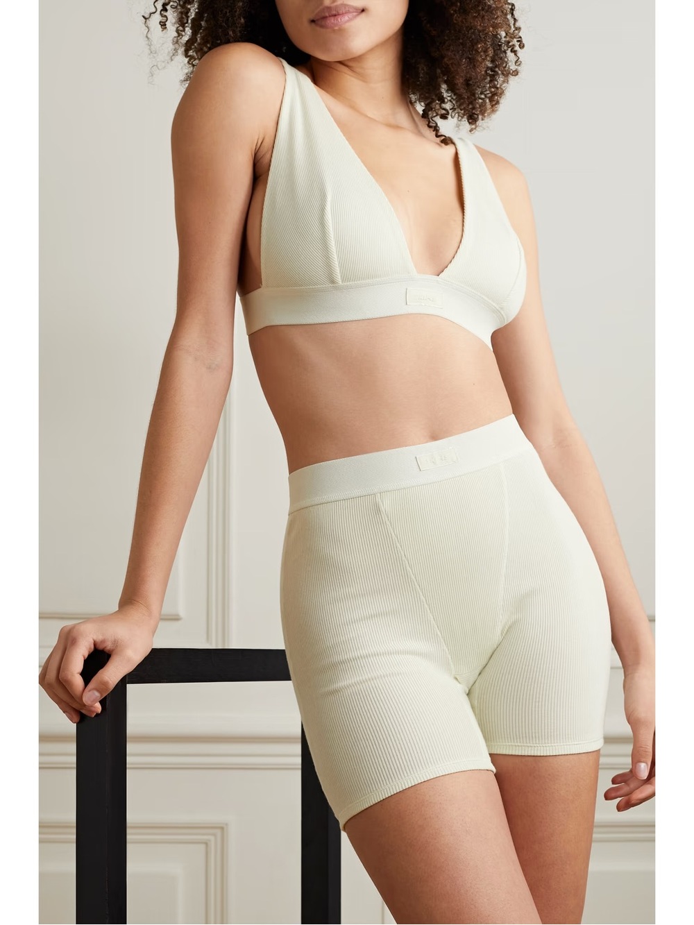 NWT Skims Women’s Bone/Cream Ribbed Stretchy Boxer Shorts